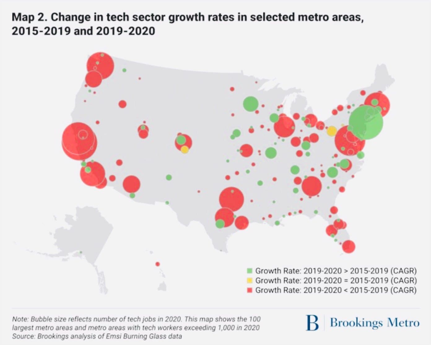 Map of the US to show hotspots of technology growth, including St Louis