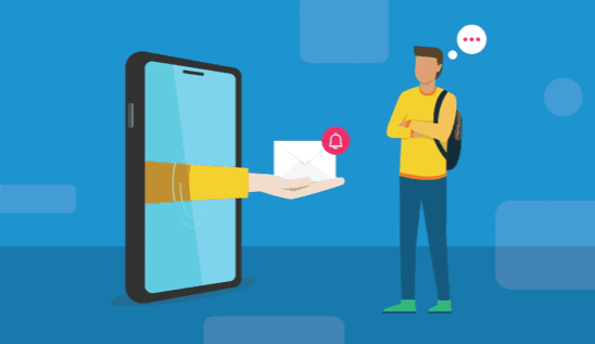 Cartoon illustration of a push notification.