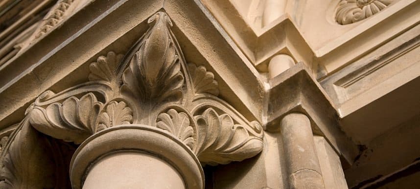 Close-up of a carved stone column