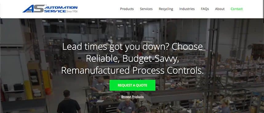 Automation Service website homepage: “Lead times got you down?”