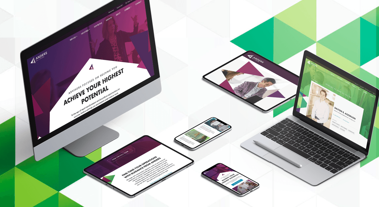 Anders website on a desktop, laptop, tablets and phones