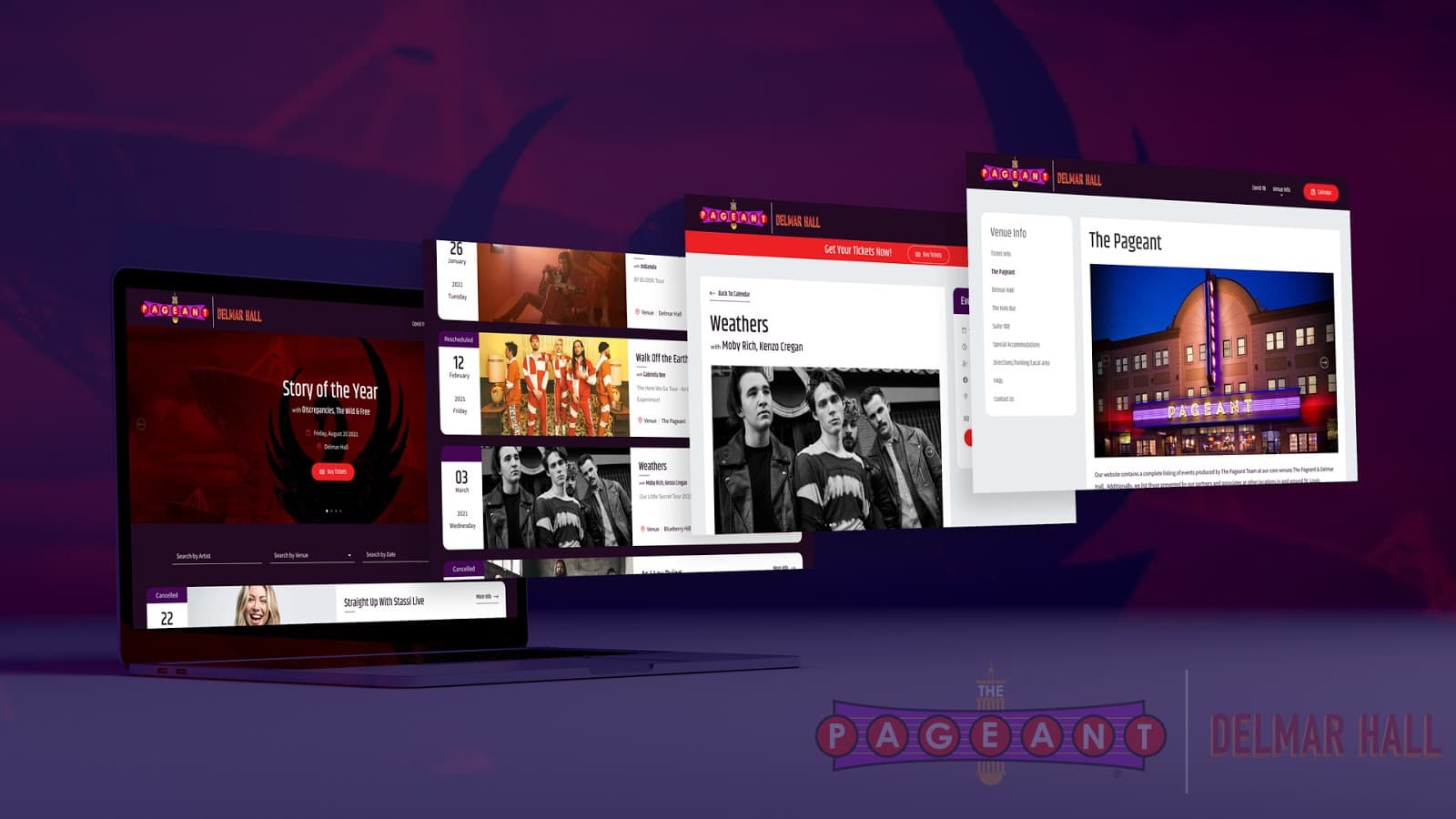 Screenshots from The Pageant's new website