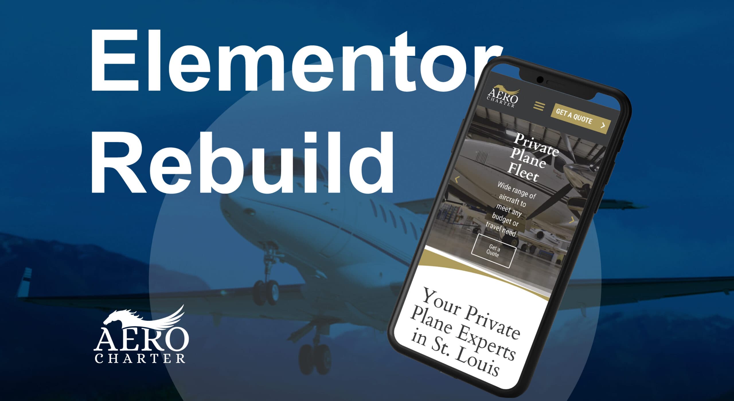 Aero Charter Elementor rebuild shown on a phone