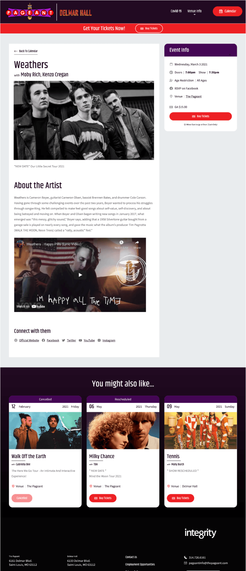 Pages example in atomic design. Combines the template with the organism for a full web page.