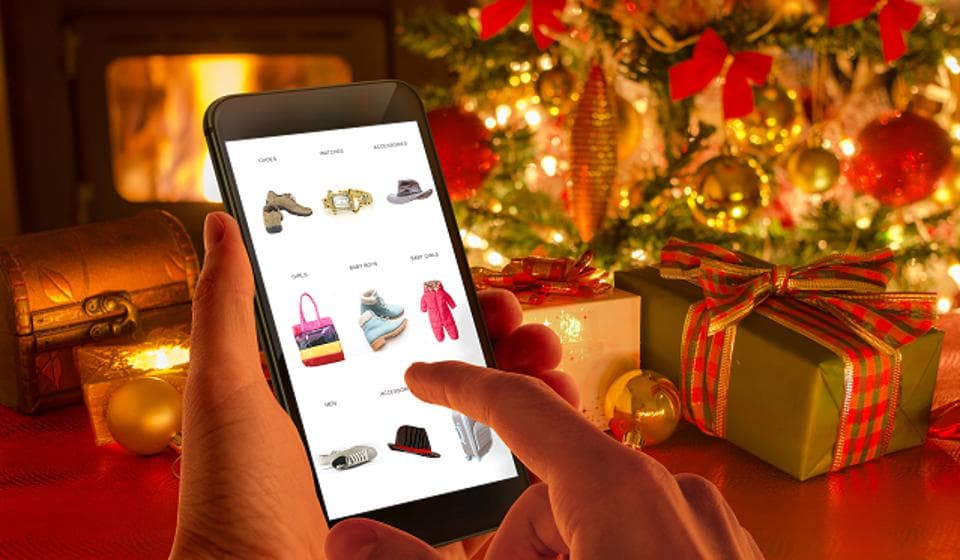 Someone online shopping on a a mobile device