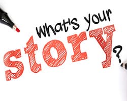 "What's your story?" graphic