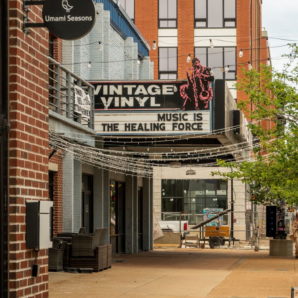 Vintage Vinyl’s marquee on the Delmar Loop
