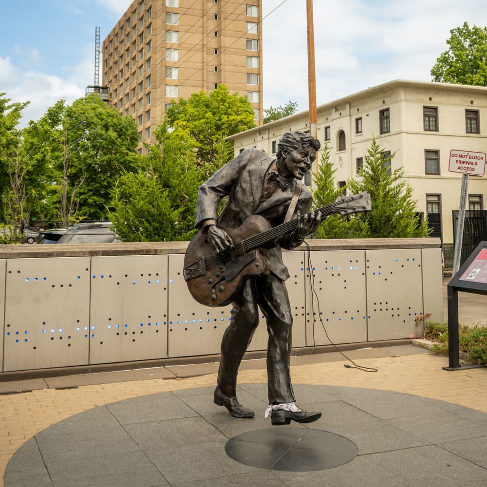 The Chuck Berry statue on the Delmar Loop